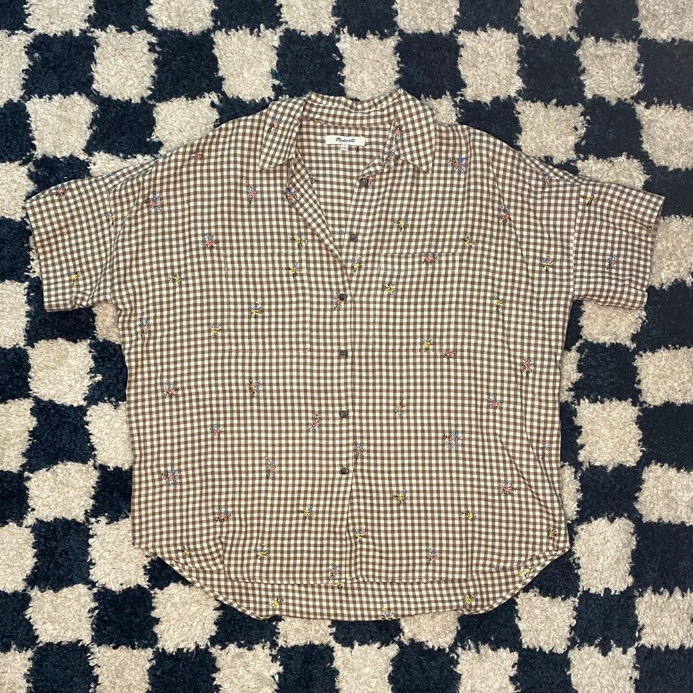 Madewell Plaid Floral Top